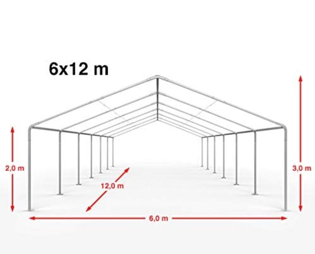 Maßskizze Großes Zelt 6 × 12 m